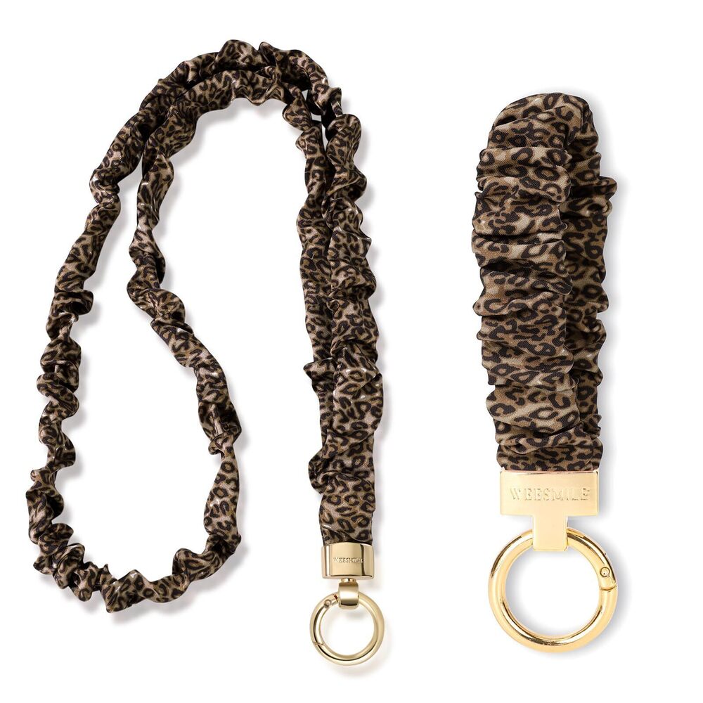 1722 Scrunchie Keychain Wristlet with Lanyard for ID BadgesLeopard